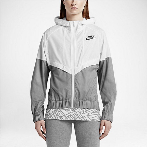 Nike Sportswear Windrunner Hoodie Womens Training Jacket Sz Small White Grey